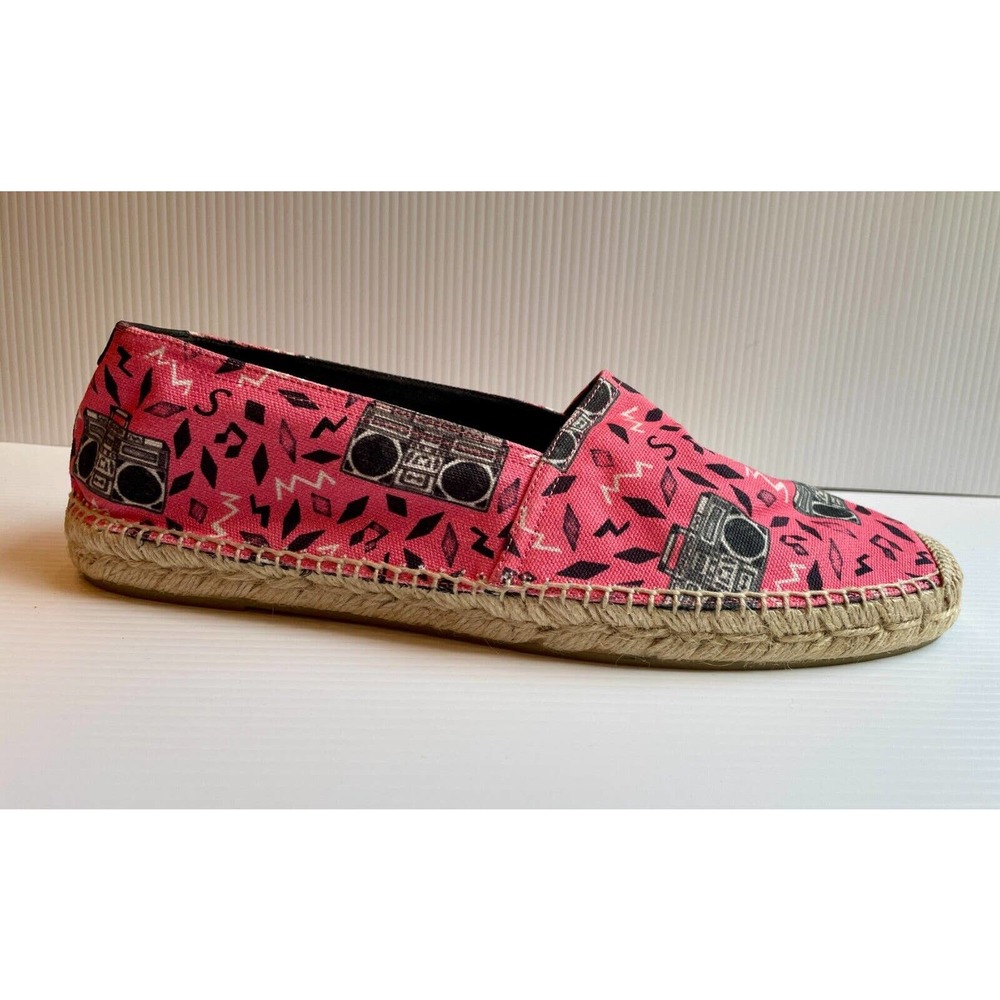 $500 Saint Laurent Paris Pink Radio Canvas Espadrilles Authentic US 13 EU 45 NEW